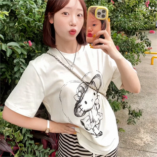 今年流行卡通凯蒂猫印花t恤女2025新款 上衣 夏季 纯棉宽松显瘦短袖
