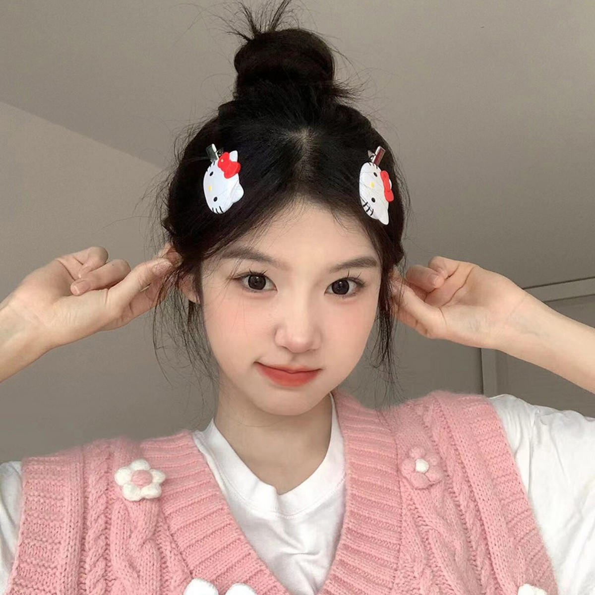日系可爱hellokitty鸭嘴夹女对夹侧边刘海夹子卡通甜美玩偶猫发饰