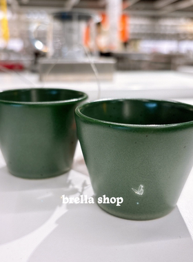IKEA宜家代购 胡斯贝洛托茶杯 绿色点点石瓷饮茶杯子 耐高温2件套