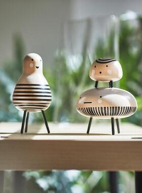 IKEA宜家代购 达维塔人物装饰品 实木卡通摆件3件套 创意家居桌面