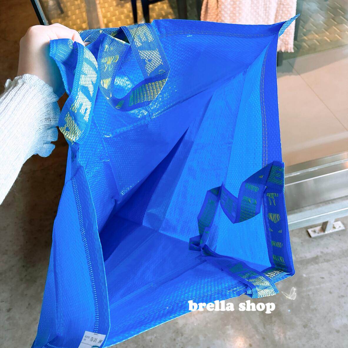 IKEA宜家代购 弗拉塔大容量购物袋 蓝色环保编织袋收纳搬运袋中号