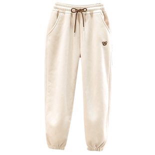 女童冬季羊羔毛加绒加厚裤子保暖宽大肥胖弹力收口小学生小熊裤潮