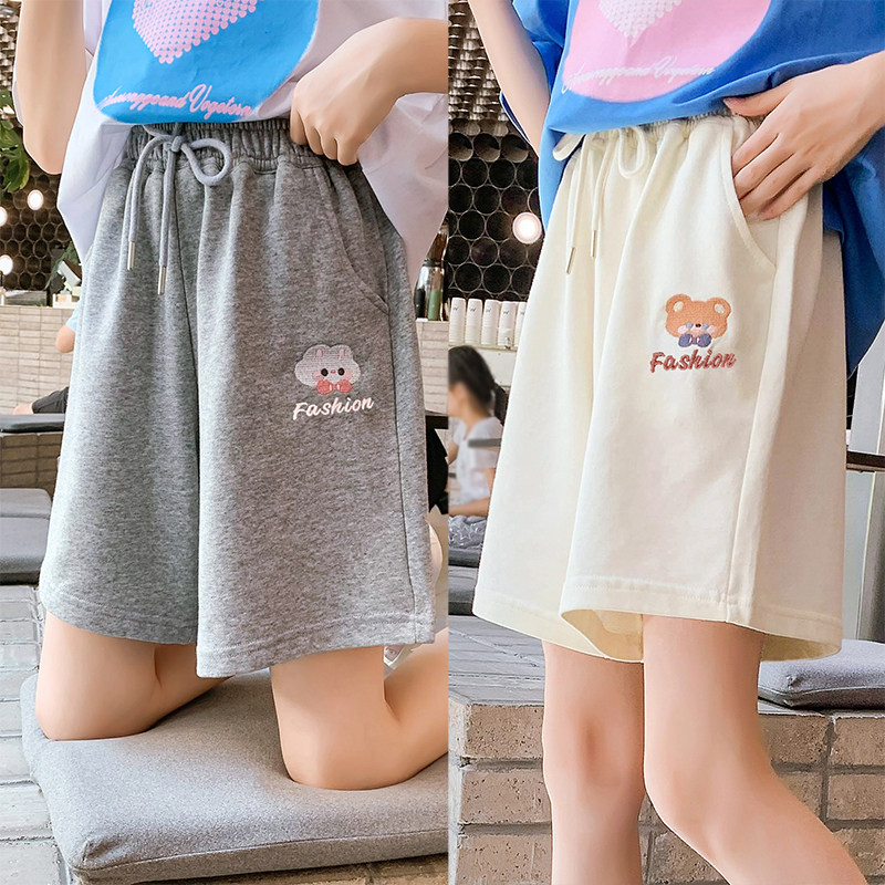 儿童女童夏季短裤五分裤棉质宽松弹力舒适小学幼儿园高腰松紧热裤