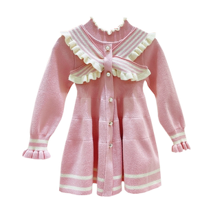 女童毛衣裙2026新款秋冬装洋气小女孩针织公主裙时髦加厚儿童裙子