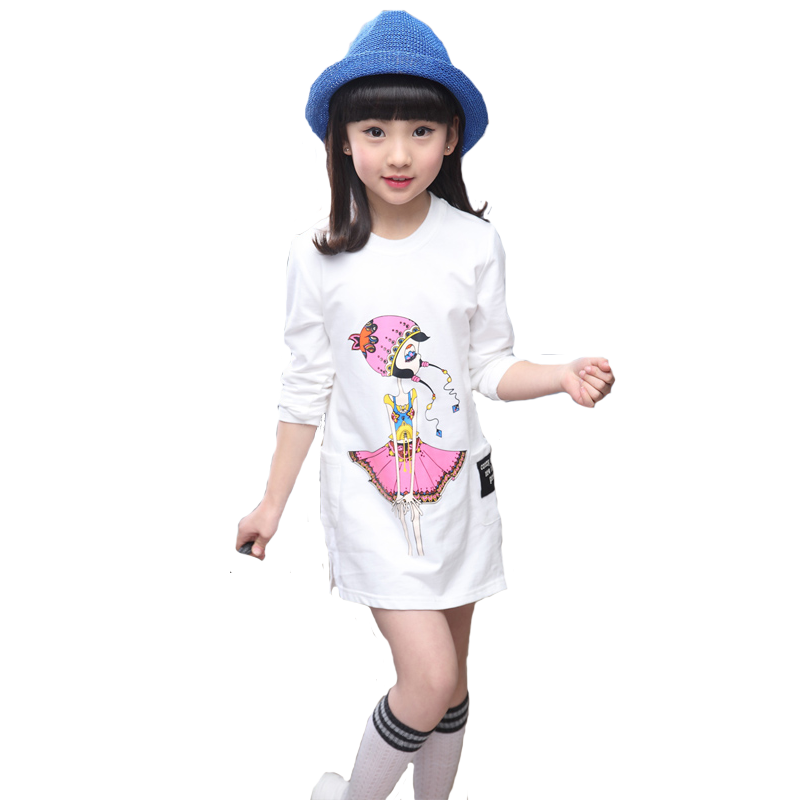 女童长袖t恤2021新款中长女孩