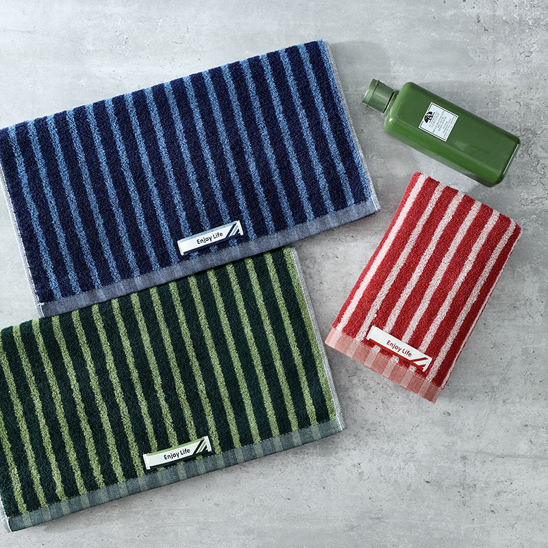 纯棉毛巾简约条纹亲肤柔软透气