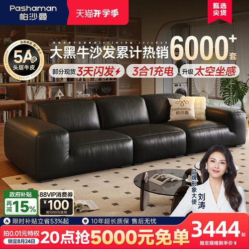 帕沙曼真皮沙发意式极简客厅