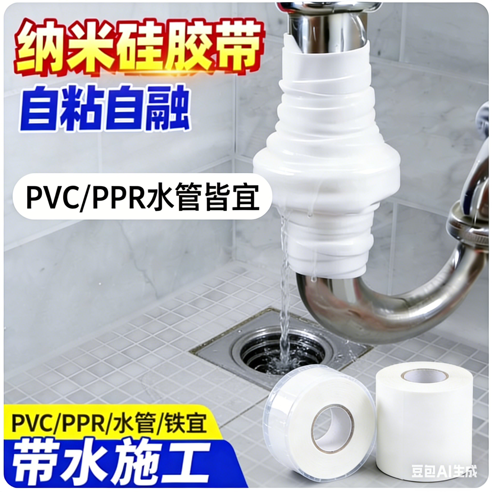 防水胶带防漏水超粘强力止水胶布pvc管暖气管裂缝修补神器水龙头漏水自粘硅胶堵漏修补贴下水管道补漏防水贴,文具电教/文化用品/商务用品,胶带/胶纸/胶条,淘宝优惠券,粉丝福利购,淘宝优惠卷