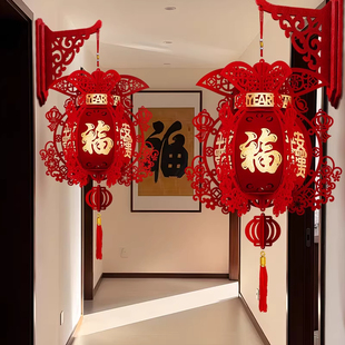 马年装饰场景布置过年门挂新年灯笼2026春节拍摄道具商场氛围挂饰