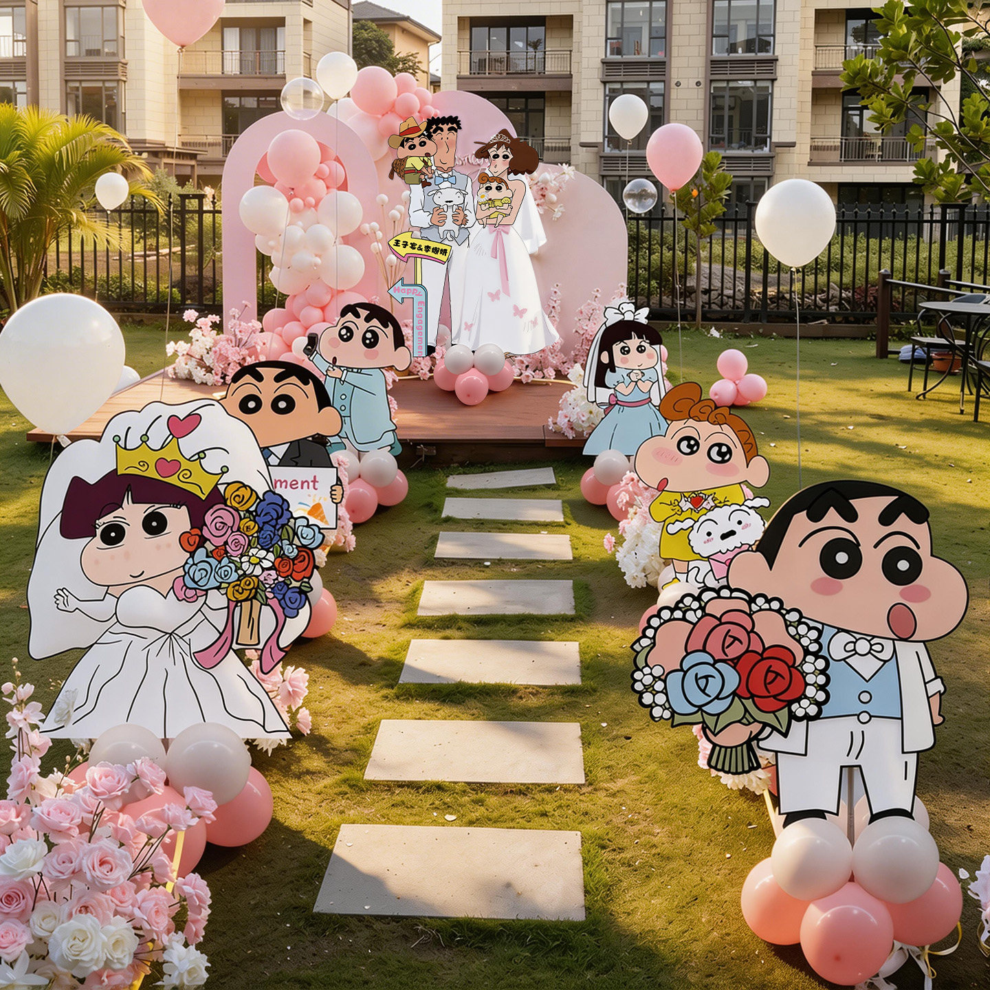 订婚婚礼路引迎宾牌气球KT板装饰图片