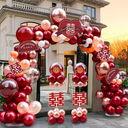 婚礼气球拱门路引婚庆布置