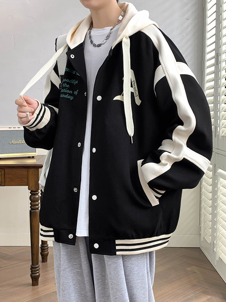 13春秋季棒球服外套男孩初中学生15加绒加厚夹克16青少年连帽男装