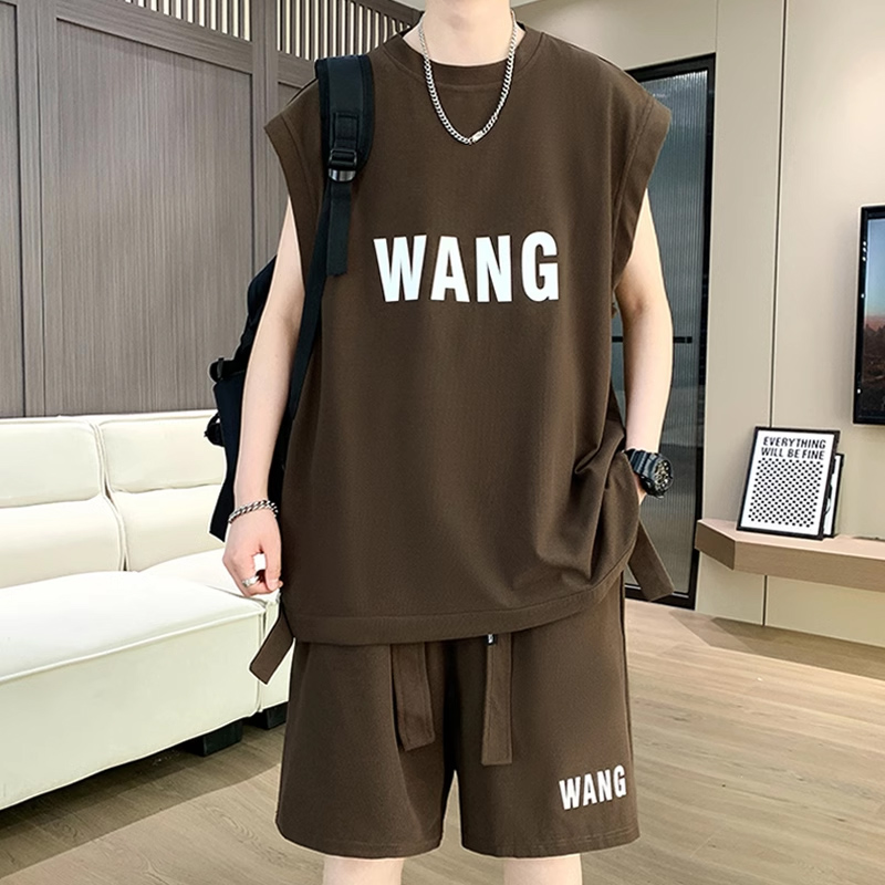 高级感冰丝休闲运动套装男