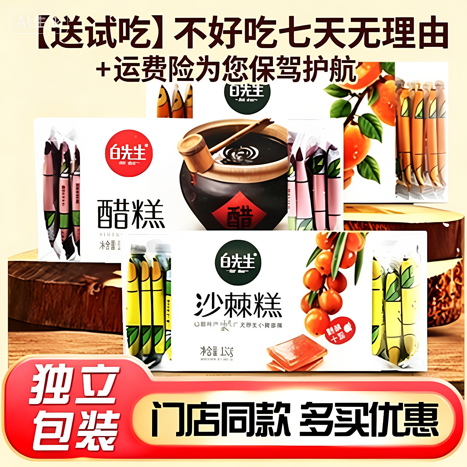 白先生果糕130g盒装沙棘糕醋糕杏糕酸枣糕酸甜零食山西特产伴手礼