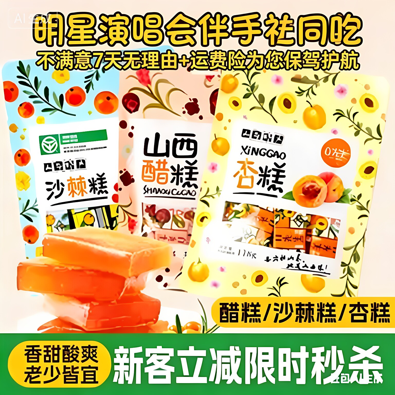 山西特产白先生沙棘果糕醋糕杏酸枣糕酸甜孕妇儿童休闲零食伴手礼