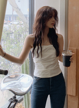 Slowand韩国官网女装代购23夏款性感花苞设计层叠后拉链抹胸背心