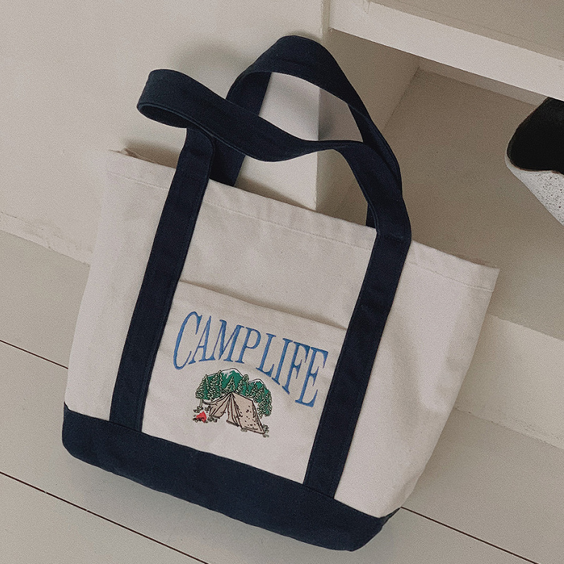 Slowand韩国官网女装代购23春 韩范休闲百搭单肩包刺绣字母帆布包