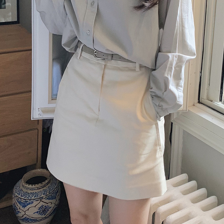 Slowand俏皮少女风纯色A字半身裙