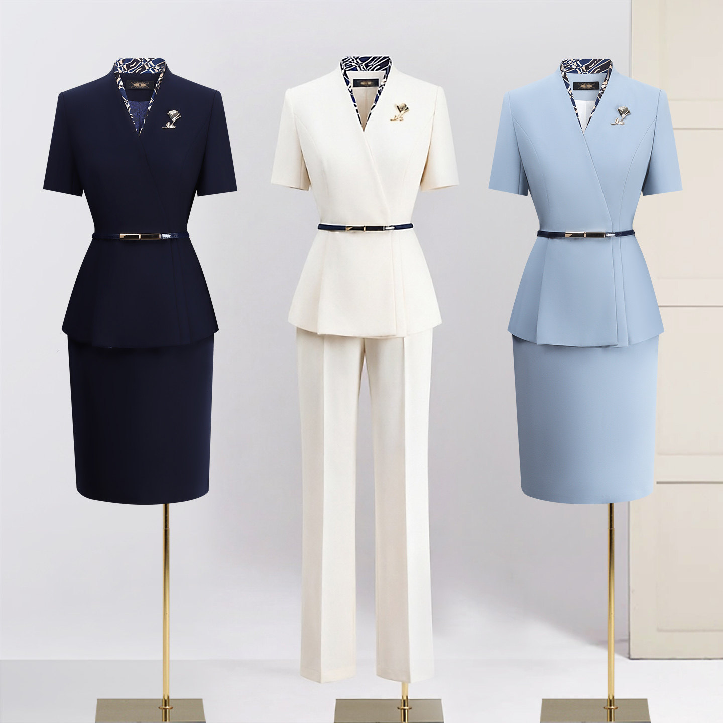 西装套装女酒店珠宝店工作服女夏图片