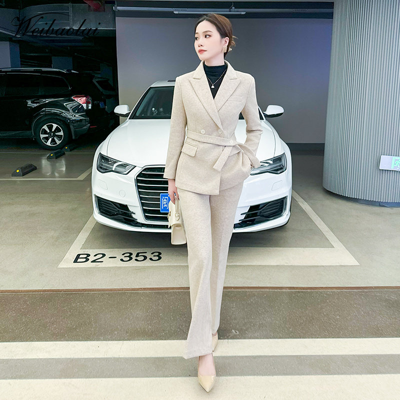 2024新款加绒加厚绵羊毛西装套装