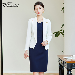 职业套装裙夏秋季通勤正装主持人教师面试套装女职业西装连衣裙女