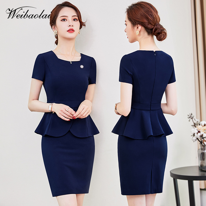 职业套装女夏季时尚气质薄款经理工装美容师工作服女套裙夏天