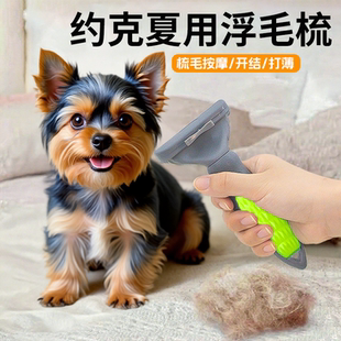 约克夏用去浮毛梳狗狗小型犬打薄器开结刷毛蓬松拉毛大号两用梳子