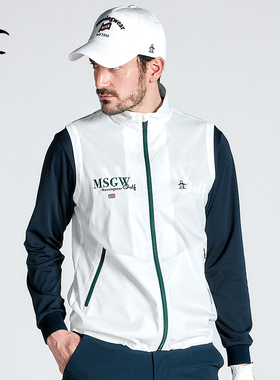 MUNSINGWEAR万星威男士秋冬高尔夫轻便拉链字母刺绣弹力拉链马甲