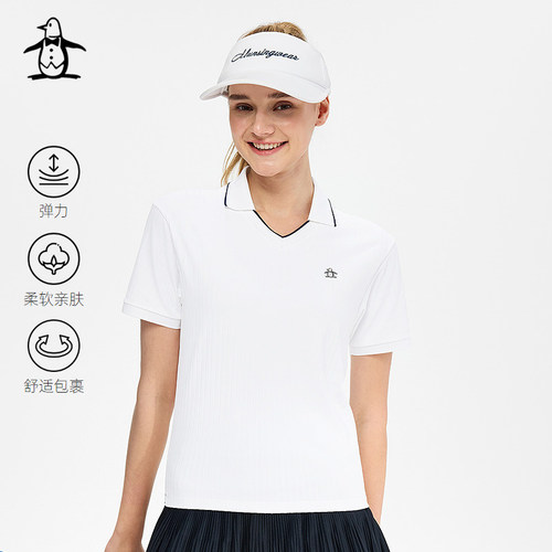 【沈月同款】Munsingwear万星威高尔夫夏季女士翻领短袖POLO衫t恤