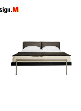 Design.M北欧简约风格实木金属组合主卧双人床卧室酒店布艺皮艺床