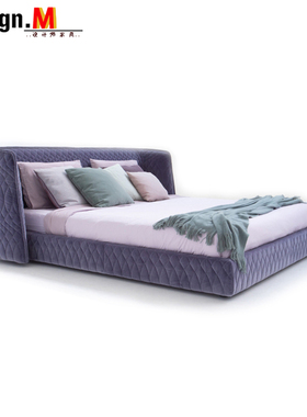 设计师redondo 现代简约轻奢丝绒网红样板间床双人床布艺皮艺大床