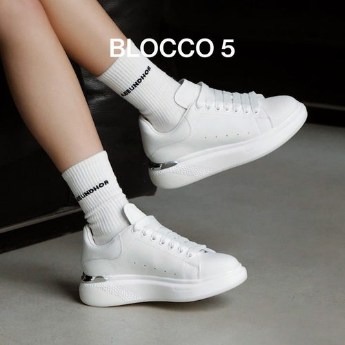 blocco5成毅同款圆头厚底小白鞋