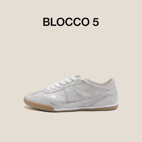 BLOCCO5女鞋秋季经典休闲时尚拼接系带平底德训鞋女款鞋轻便