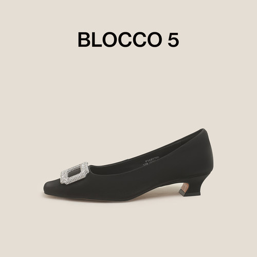 BLOCCO5方扣中跟浅口单鞋
