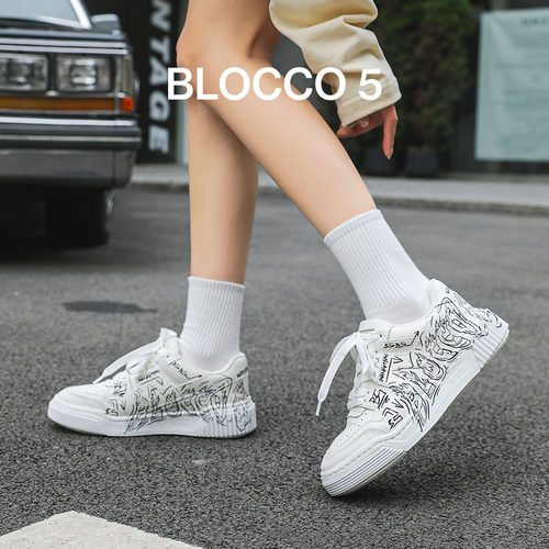 BLOCCO5情侣涂鸦休闲火焰板鞋
