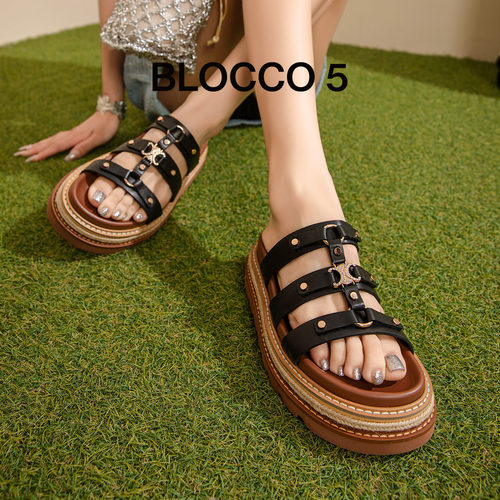 BLOCCO5金属扣饰厚底增高凉鞋