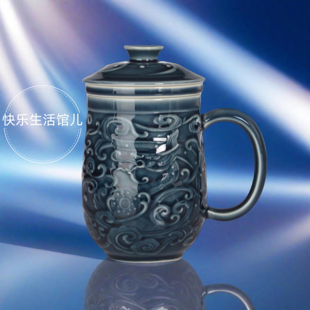 乾唐轩 祥龙献瑞三件杯 陶瓷办公茶杯(可议价)