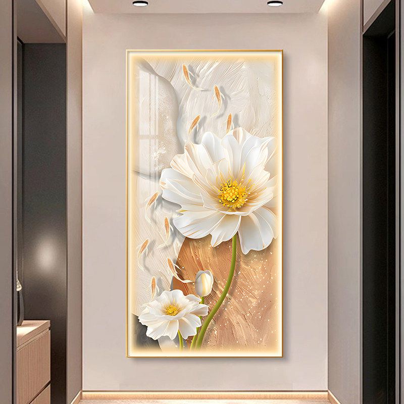 LED带灯九鱼图玄关装饰画轻奢现代简约壁画