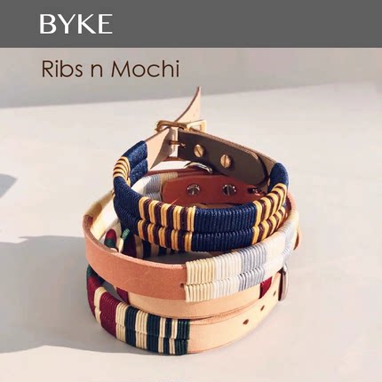 狗项圈 手工 定制铭牌 Ribs n Mochi 牛皮全棉 压花刻字 宠物脖圈