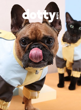 dotty lab.原创宠物冲锋衣秋冬户外防水反光条可调节狗狗法斗雨衣
