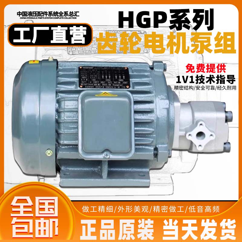 高压齿轮泵液压油泵电机组0.75KW+HGP-1A 1.5KW+HGP-2A