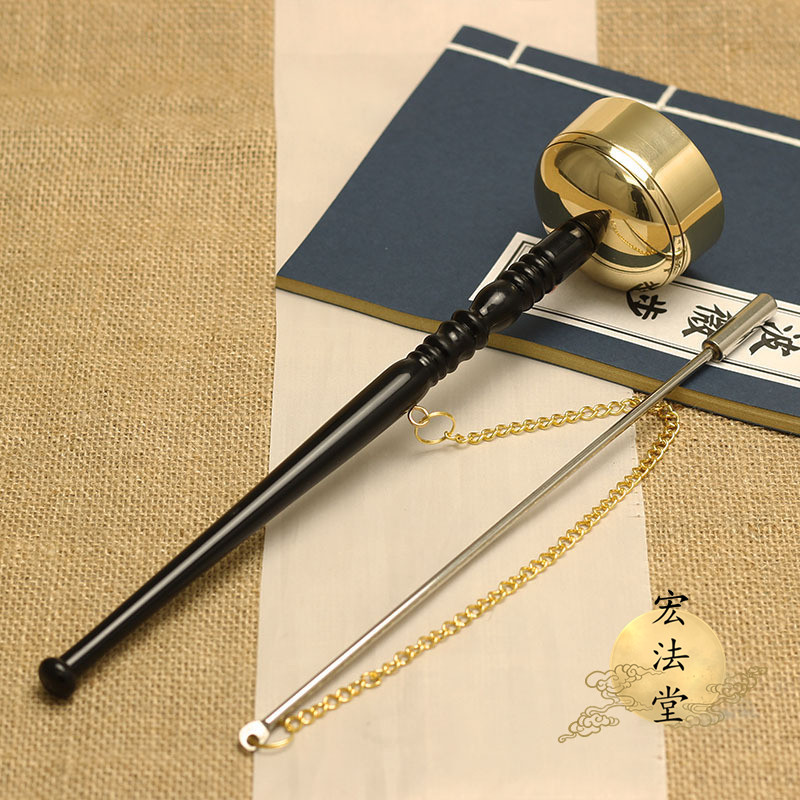 佛用品 引磬 直柄引磬 树脂柄金属杆 道家用品 铜引磬