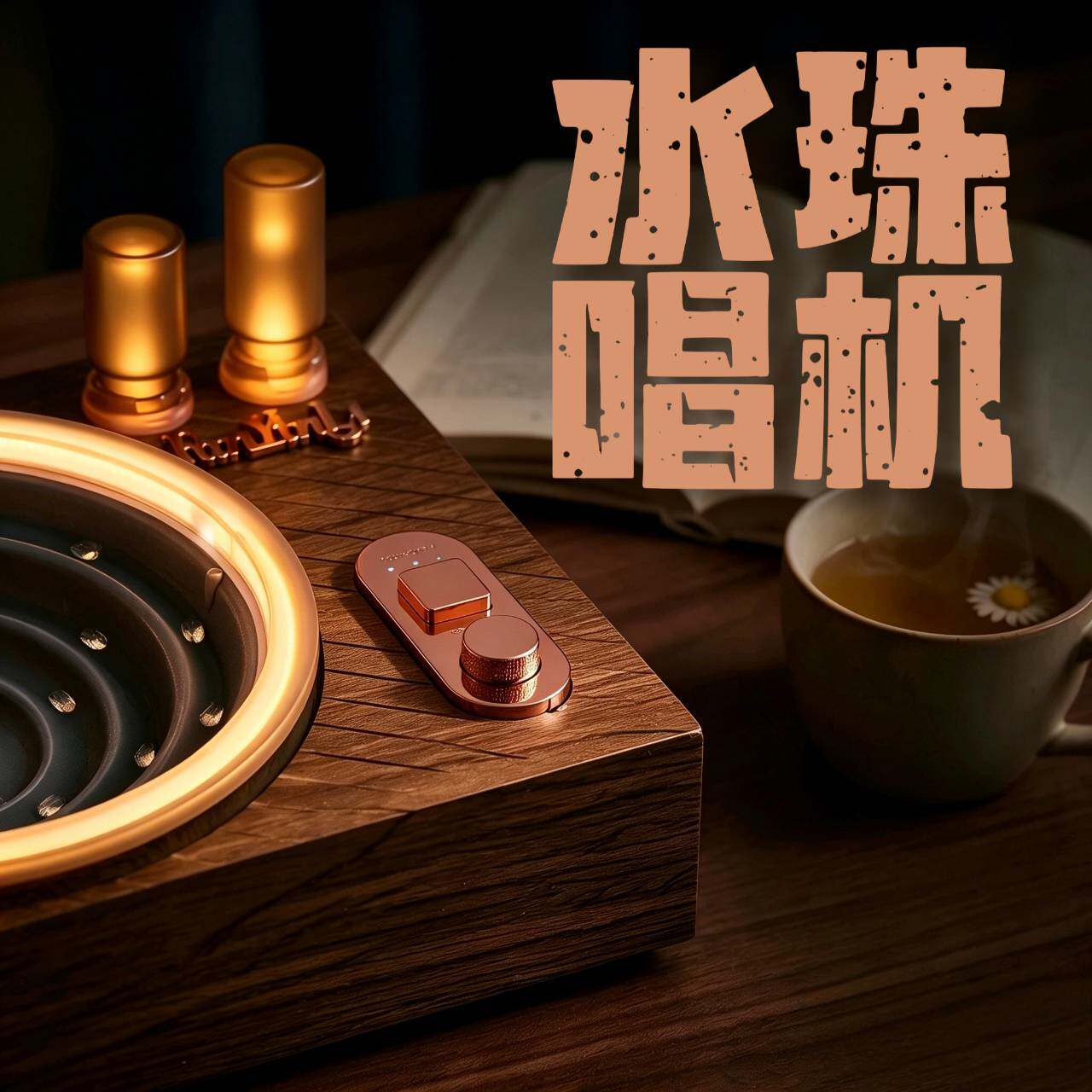 FanYinLi复古黑胶水珠唱机摆件白噪音播放器氛围灯桌面创意礼品