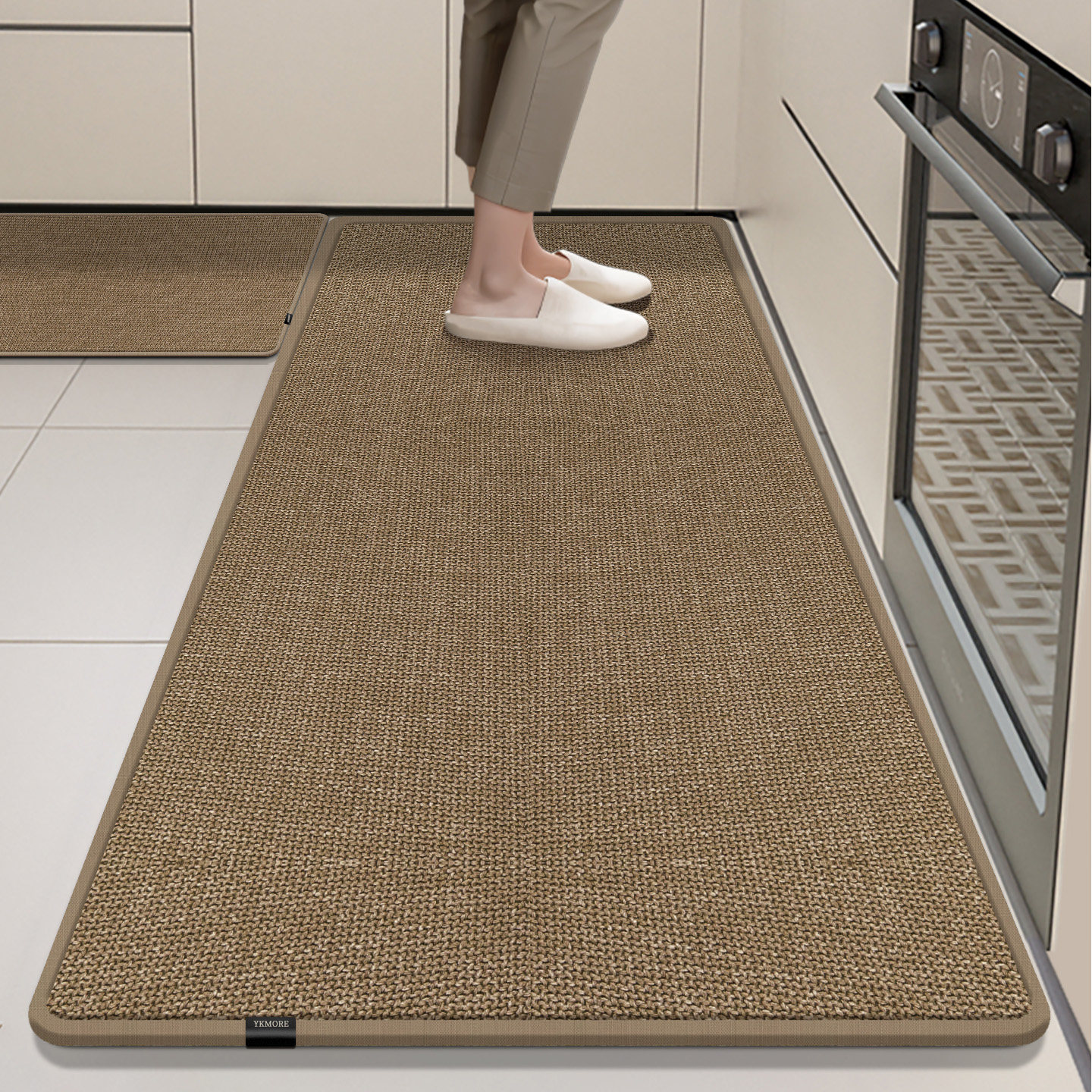 2026新款厨房仿亚麻地垫防滑防油可擦免洗吸水吸油专用高端脚垫子,居家布艺,厨房地垫,淘宝优惠券,粉丝福利购,淘宝优惠卷