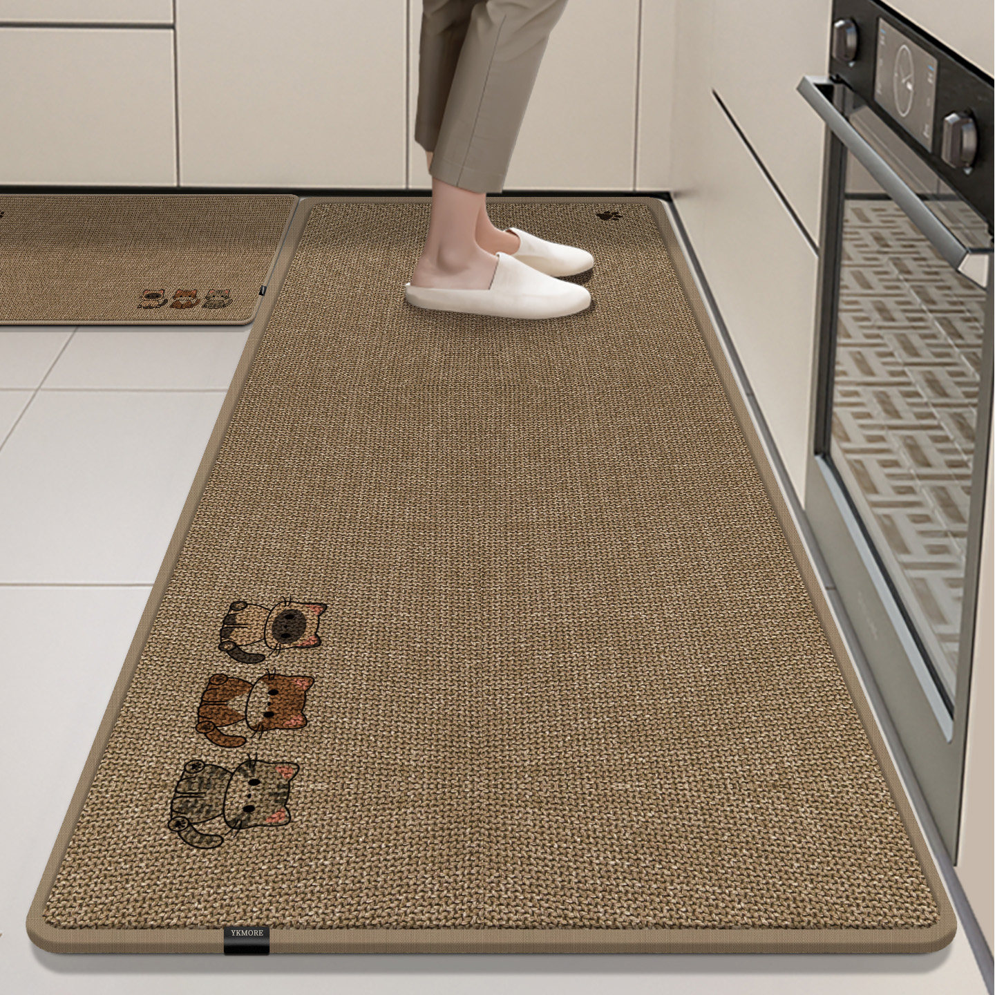 2026新款厨房仿亚麻地垫防滑防油可擦免洗家用地毯吸油专用脚垫子,居家布艺,厨房地垫,淘宝优惠券,粉丝福利购,淘宝优惠卷