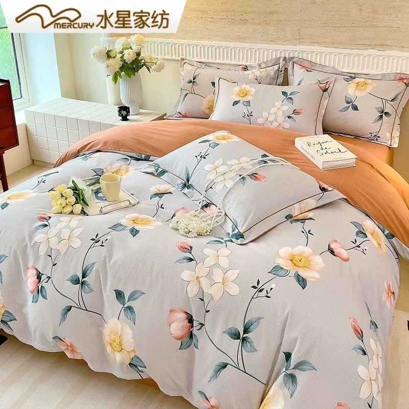 水星家纺纯棉四件套100%全棉磨毛