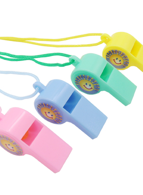 塑料彩色带绳口哨裁判口哨球迷哨子儿童哨子吹口哨OK口哨BB哨包邮