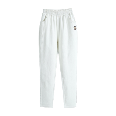 中年女裤春秋纯棉妈妈婆婆裤子白色中老年休闲裤女松紧腰宽松全棉