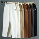 女松紧腰宽松全棉 子白色中老年休闲裤 中年女裤 春秋纯棉妈妈婆婆裤