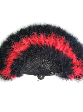 白色羽毛扇子情趣旗袍直播跳舞走秀折扇古风中式挂扇装饰孔雀扇子